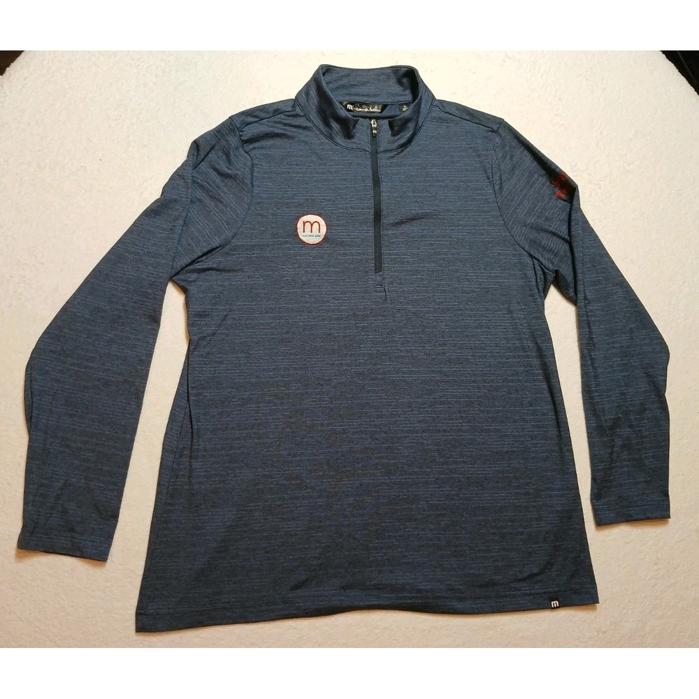 Travis Mathew Dark Blue Fresh Energy Long Sleeve 1/4 Zip Pullover Mens Size XL